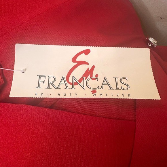 En Francais by Huey Waltzer New Deadstock Vintage 80's Red Cocktail Dress NWT 8 - Picture 10 of 10